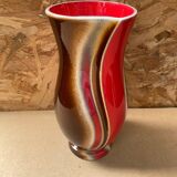 Antique verceram ceramic vase brown red beige vintage