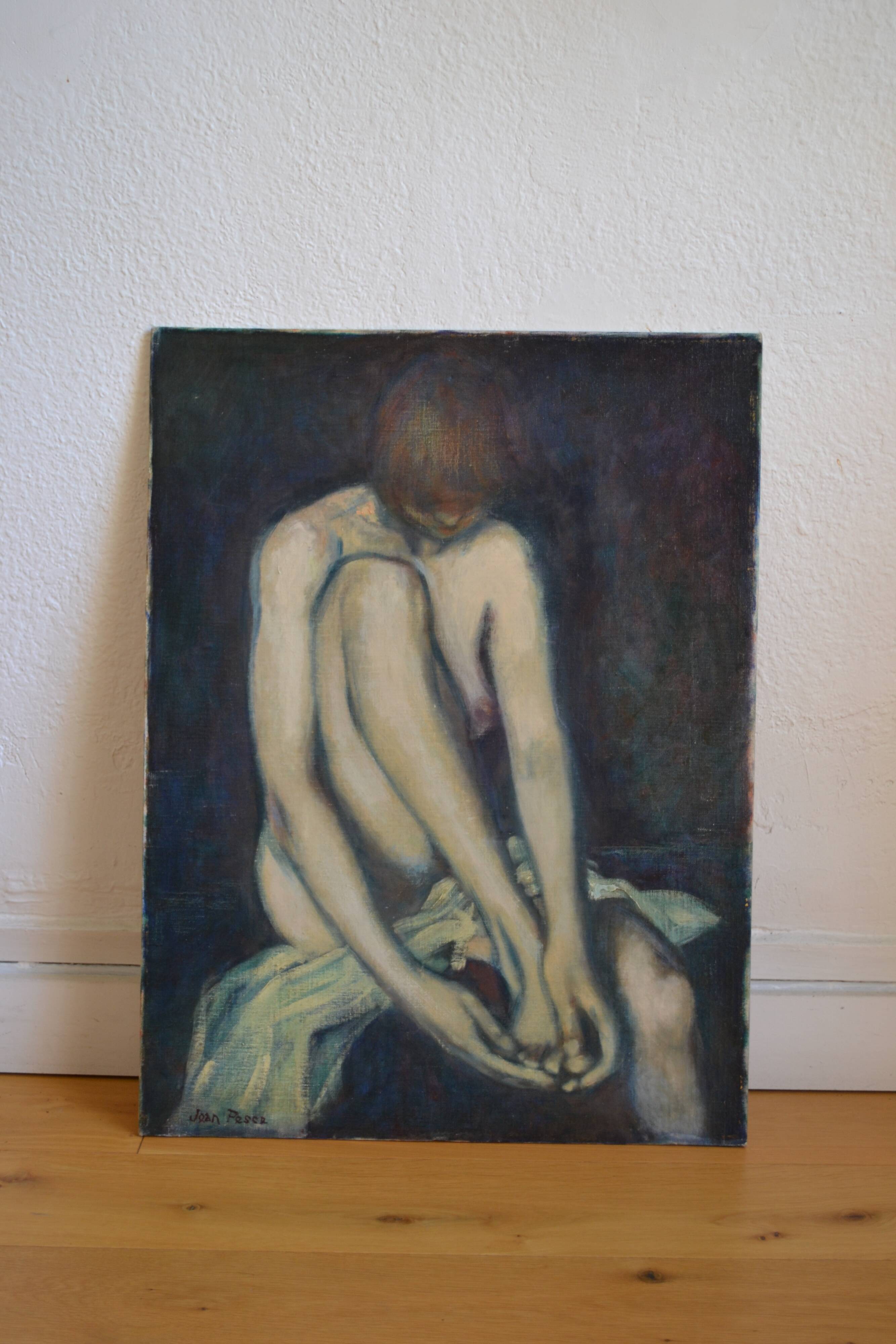 Jean Pesce (1926) painting "nude with bent leg" HSP