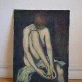 Jean Pesce ( 1926 ) peinture " nu à la jambe repliée " HSP