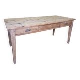 Oak and pine table with two drawers
