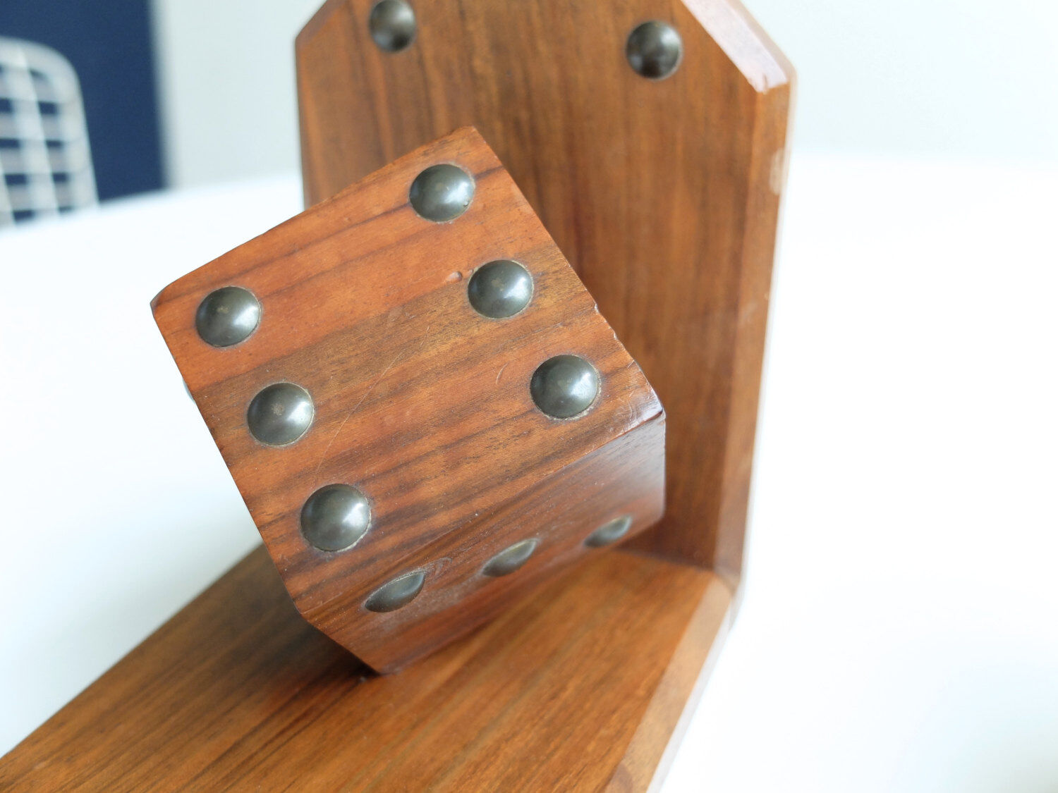 "In" wooden bookends studded, 50's