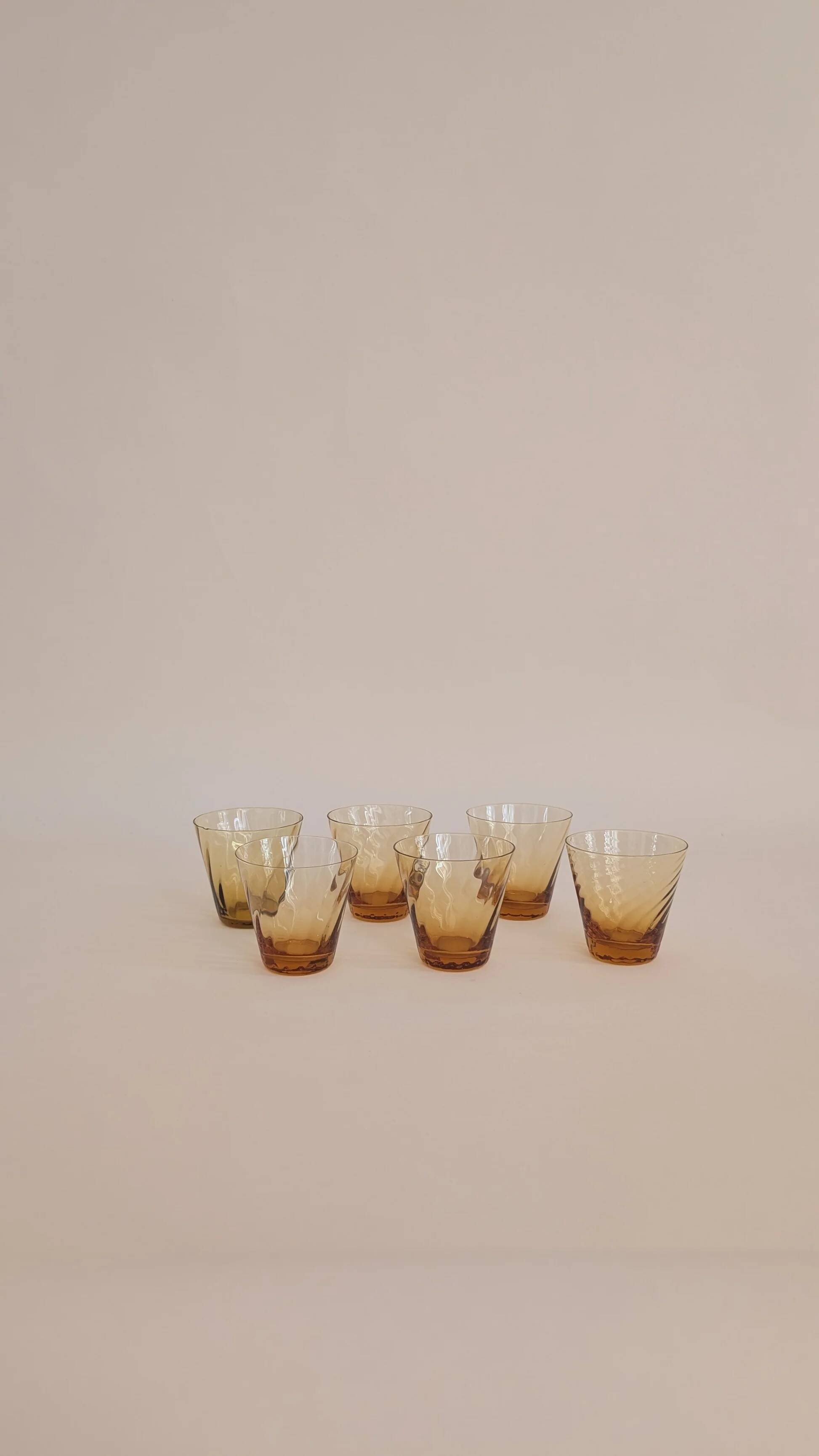 Set of 6 amber glasses