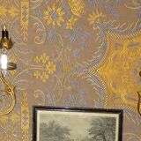 Pair of four-light gilded iron wall lamps 30 x 46 cm