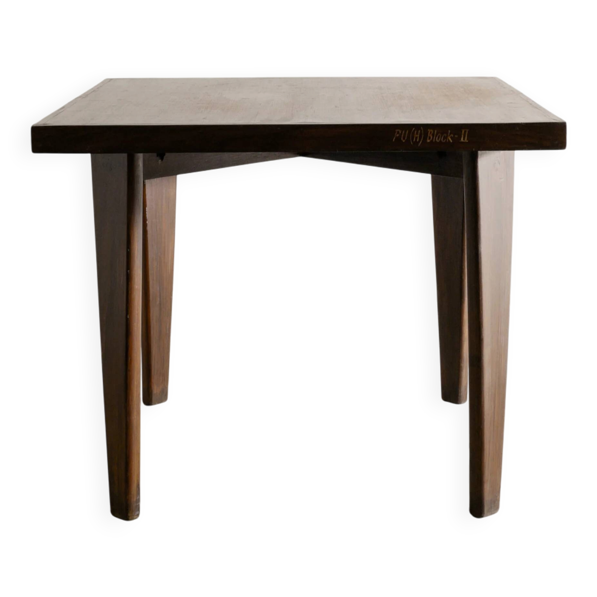 French Mid Century Squared Dining Café Table by Pierre Jeanenret, 1950s