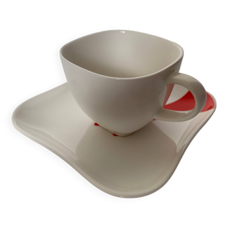 Tasse et soucoupe décor " vivo happy hand cherry"