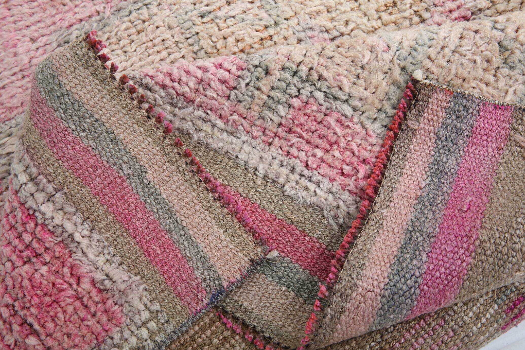 Tapis de couloir Oushak rose pâle