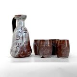 Ceramic beverage set by Juliette Derel, Vallauris, 1960