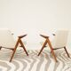 Scandinavian beige boucle armchair modern design rustic oak