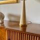 Conic parchment and brass table lamp, France 1960