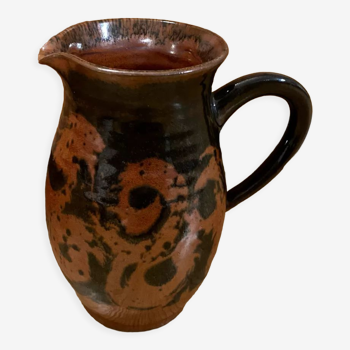 Ceramic pitcher signed Pirot brown and black