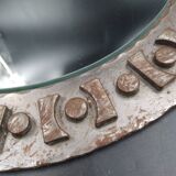 Beautiful brutalist round iron mirror in the RYCKAERT style ATELIER MAROLLES JEAN TOU