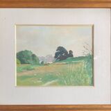 Table HSP "Wooded landscape" signed middle XX° + frame