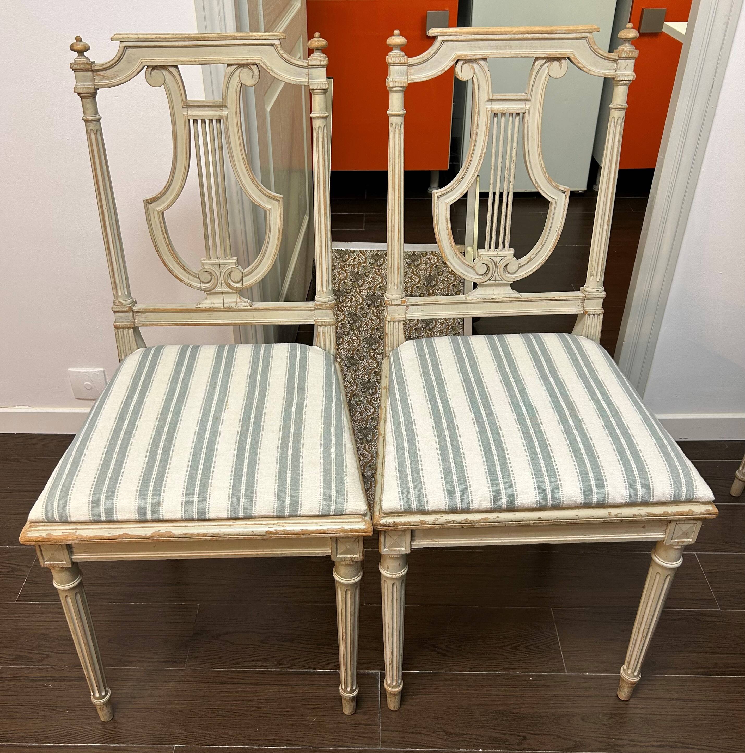 Set of 5 Louis XVI style beech chairs