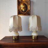 Pair of brass lamps