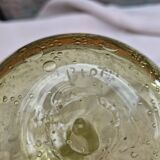 Vintage carafe signed Biot, blown glass, bubbled.