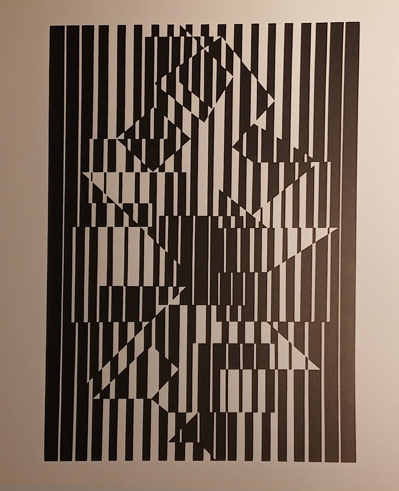 Vintage screen print by Victor Vasarely circa 1970, after a linear work