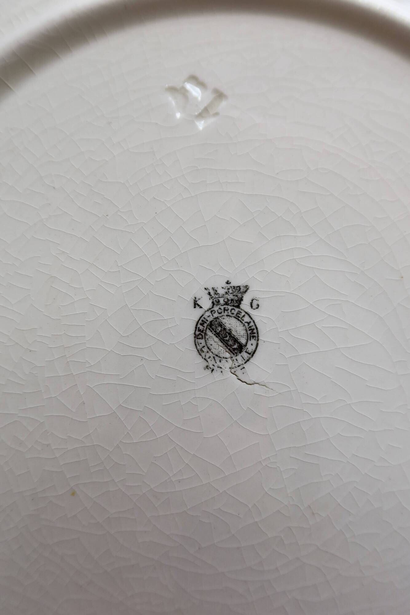 Vintage Lunéville K&G ivory earthenware shallow dish - Blue floral decoration