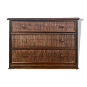 Vintage rattan chest of drawers