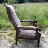 Voltaire wooden armchair in mahogany wood