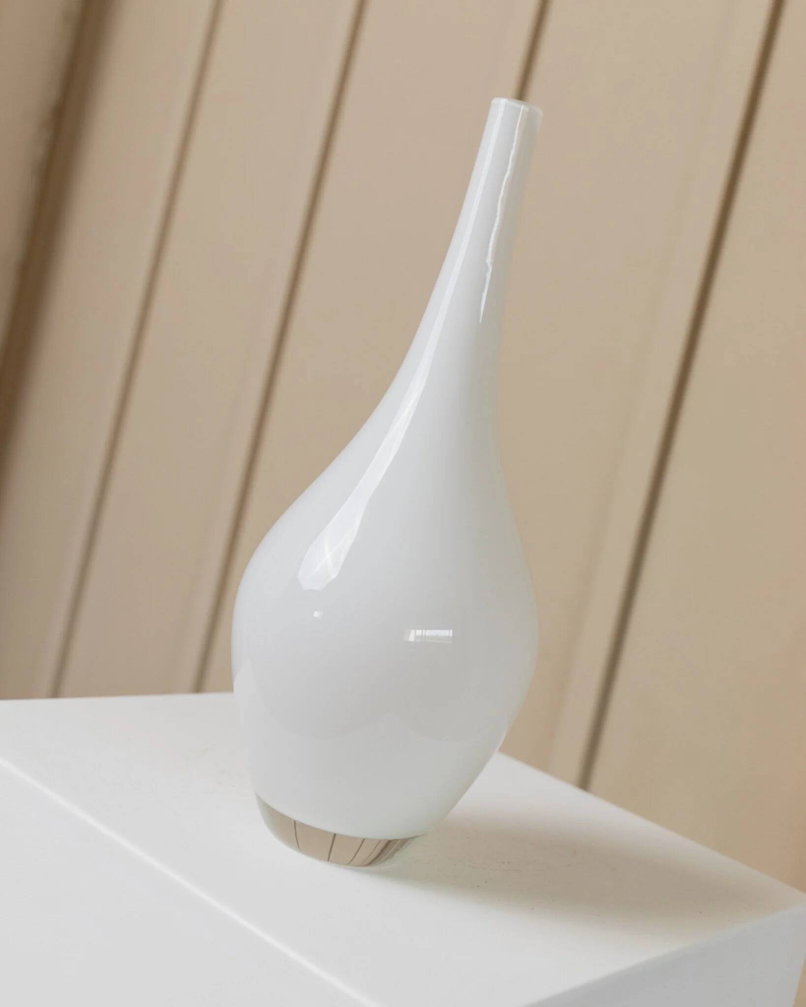 Vintage white milk-glass Salong vase by Johanna Jelinek for IKEA - mouth-blown glass, Scandinavian design