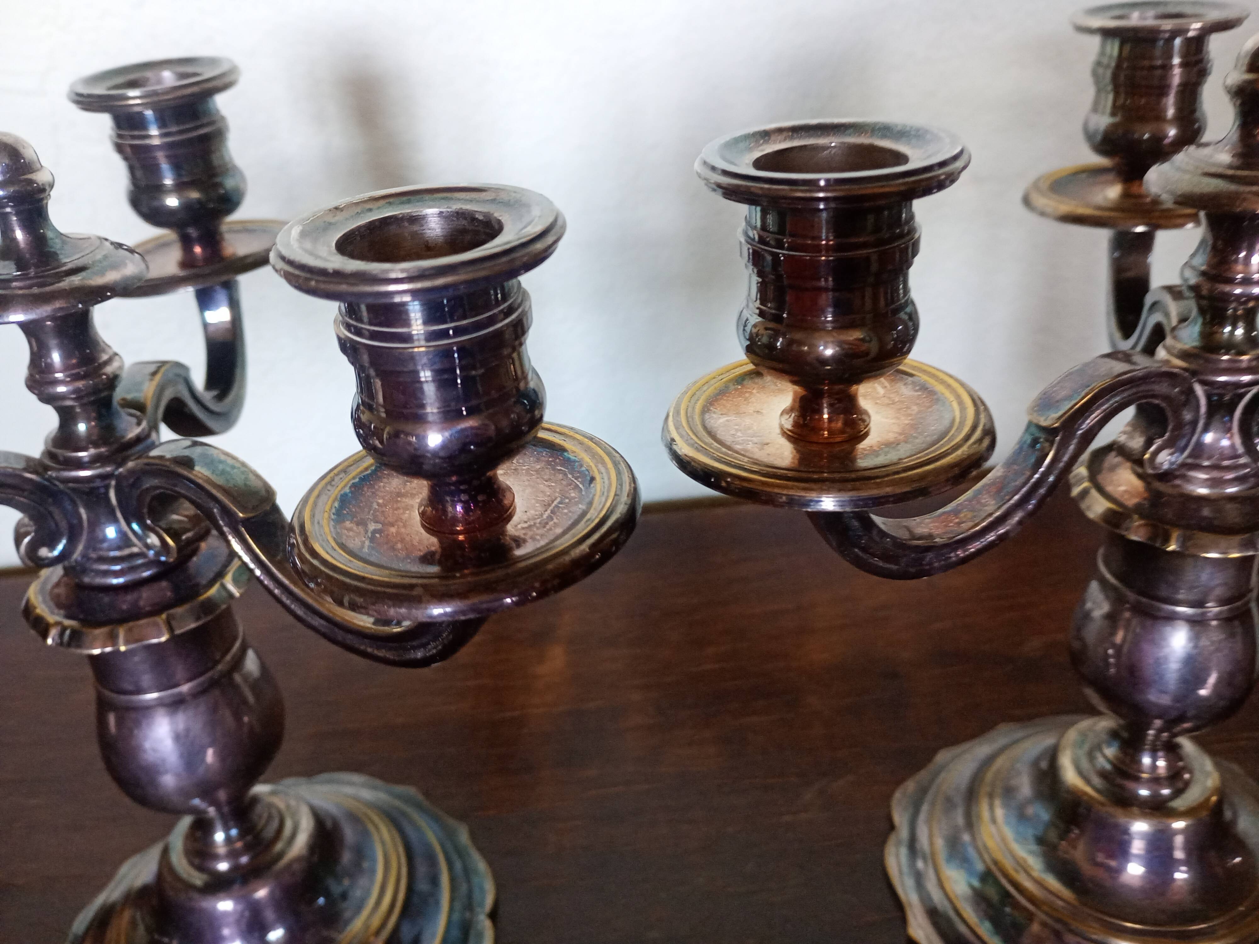 Pair - Candelabra Centerpiece - Silvered Bronze