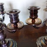 Paire - Candélabre Centre de table - Bronze argenté