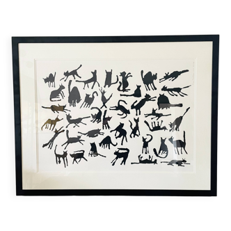 Original screenprint alan fletcher – "cats" – signed & numbered (59/100)