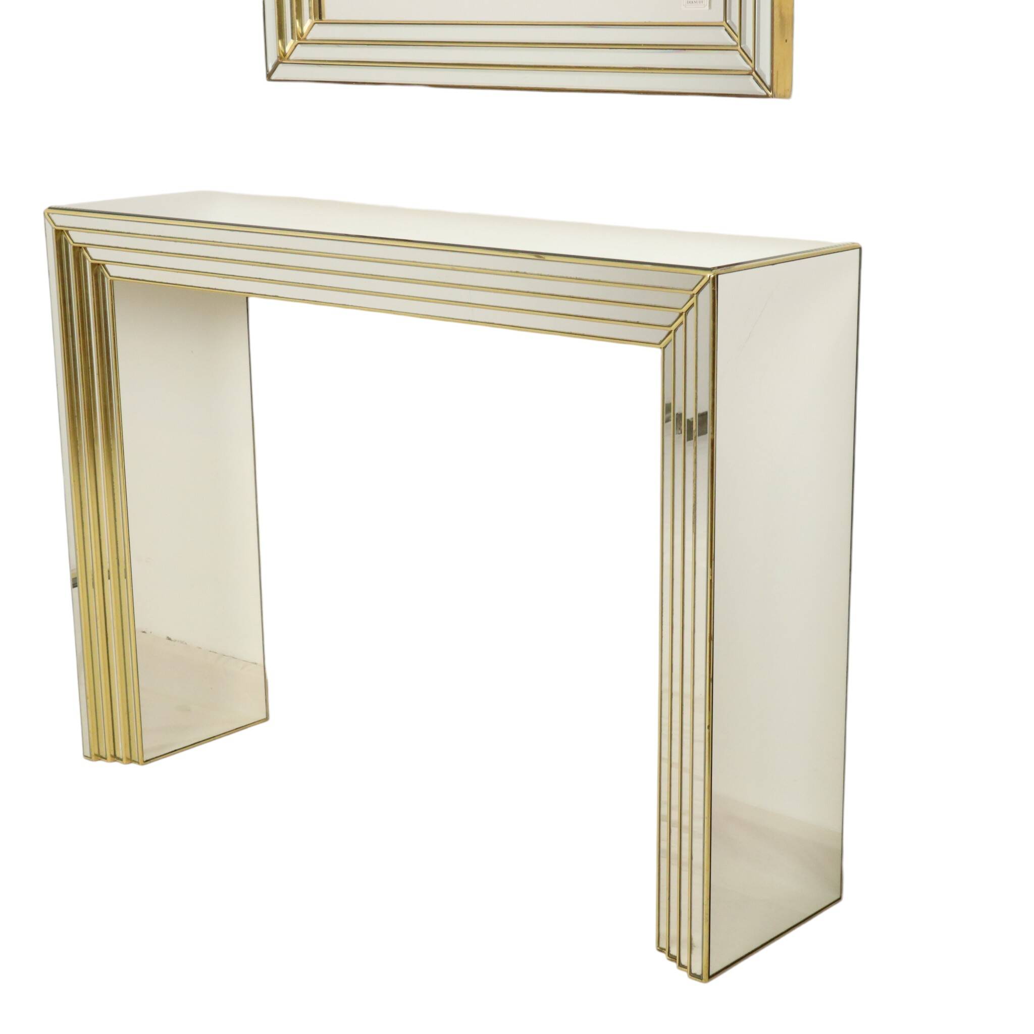 Miroir avec console argentés et dorés – Deknudt