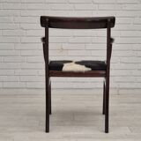 1960s, Danish design by Ole Wanscher, armchair, mahogany wood, cowhide, reupholstered.