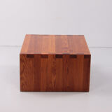 Table basse en bois Français de pin brutaliste, 1970 France