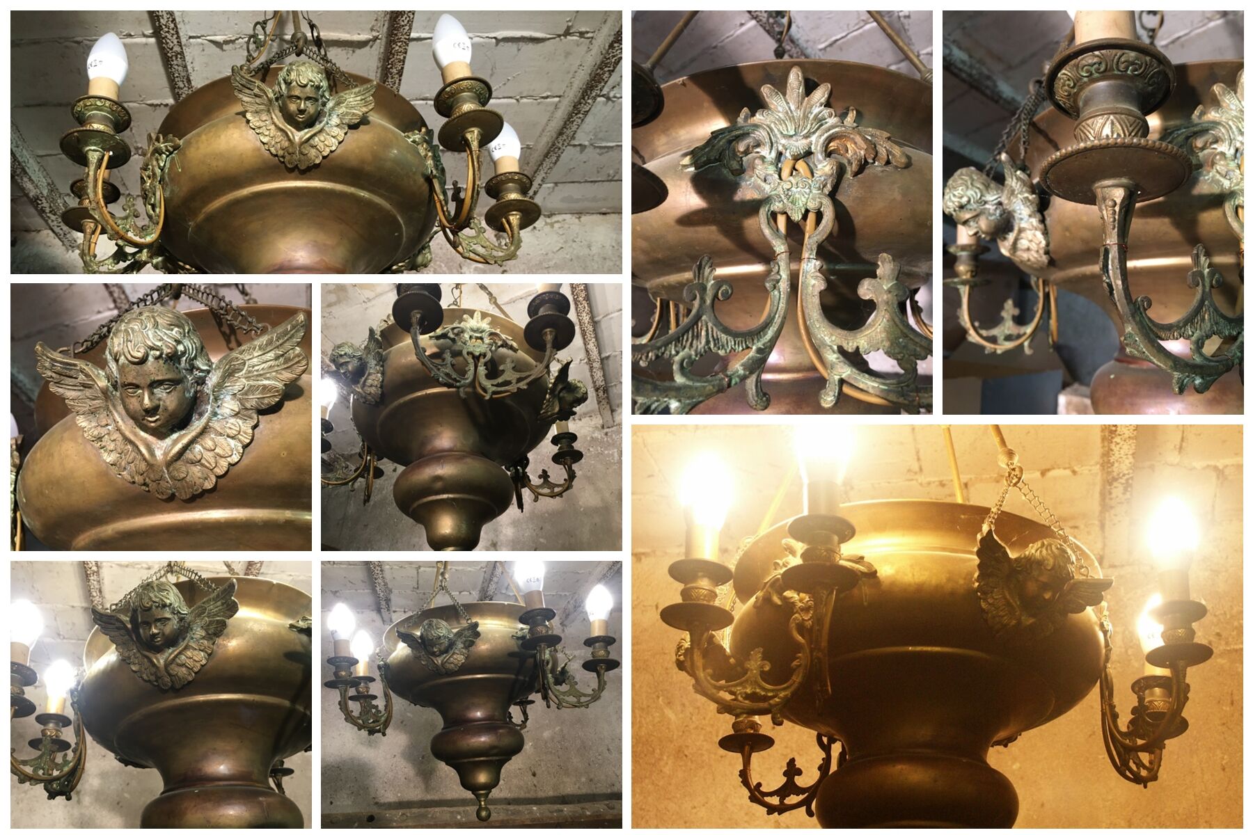 Brass chandelier with angels
