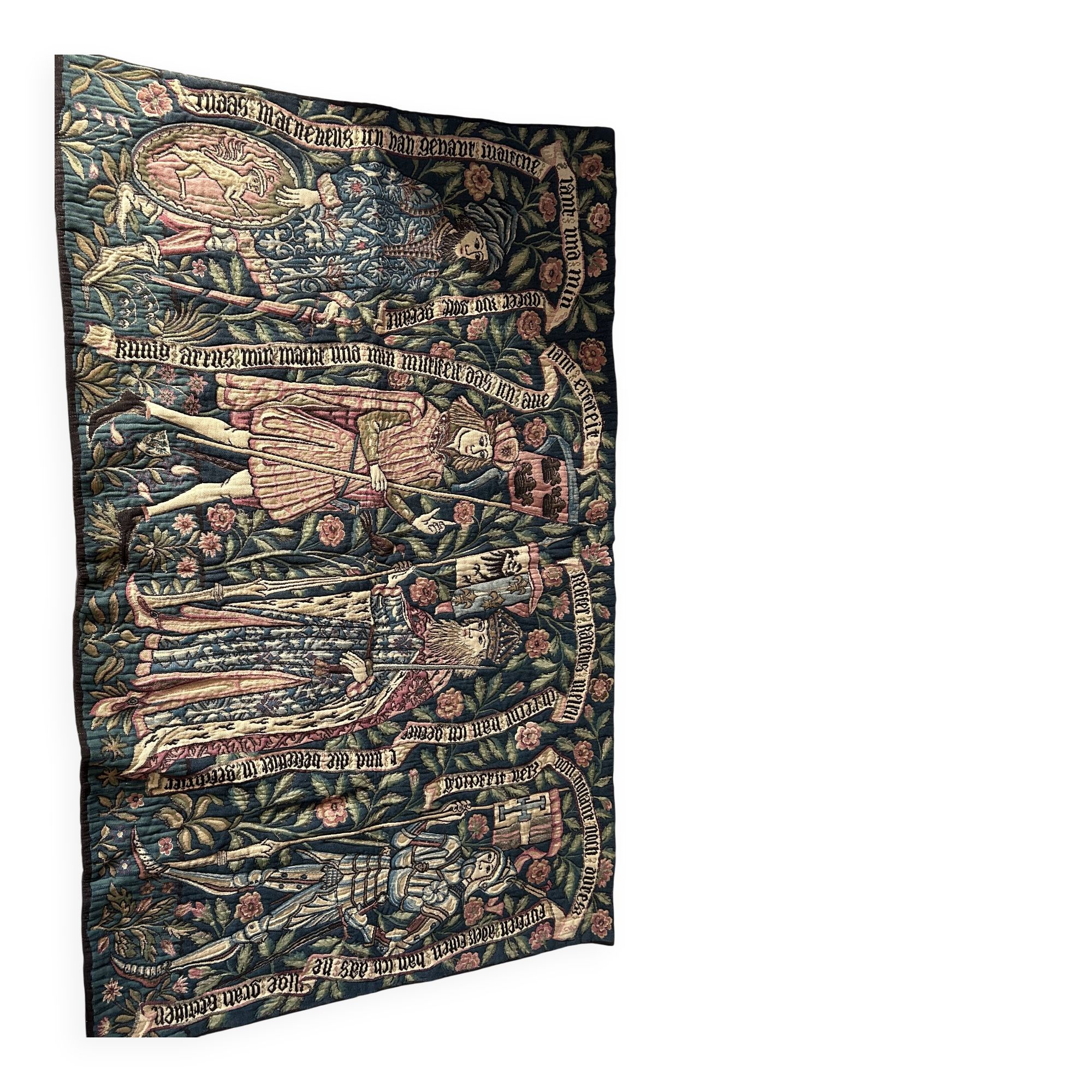 decorative tapestry in the Aubusson style, medieval scene, point de l’halluin