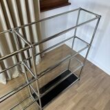 USM Haller shelf in glass and Graphite Black
