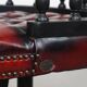 Chaise de bureau Chesterfield en cuir de vachette rouge/noir et bois