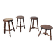 Set of 4 turned oak stools.