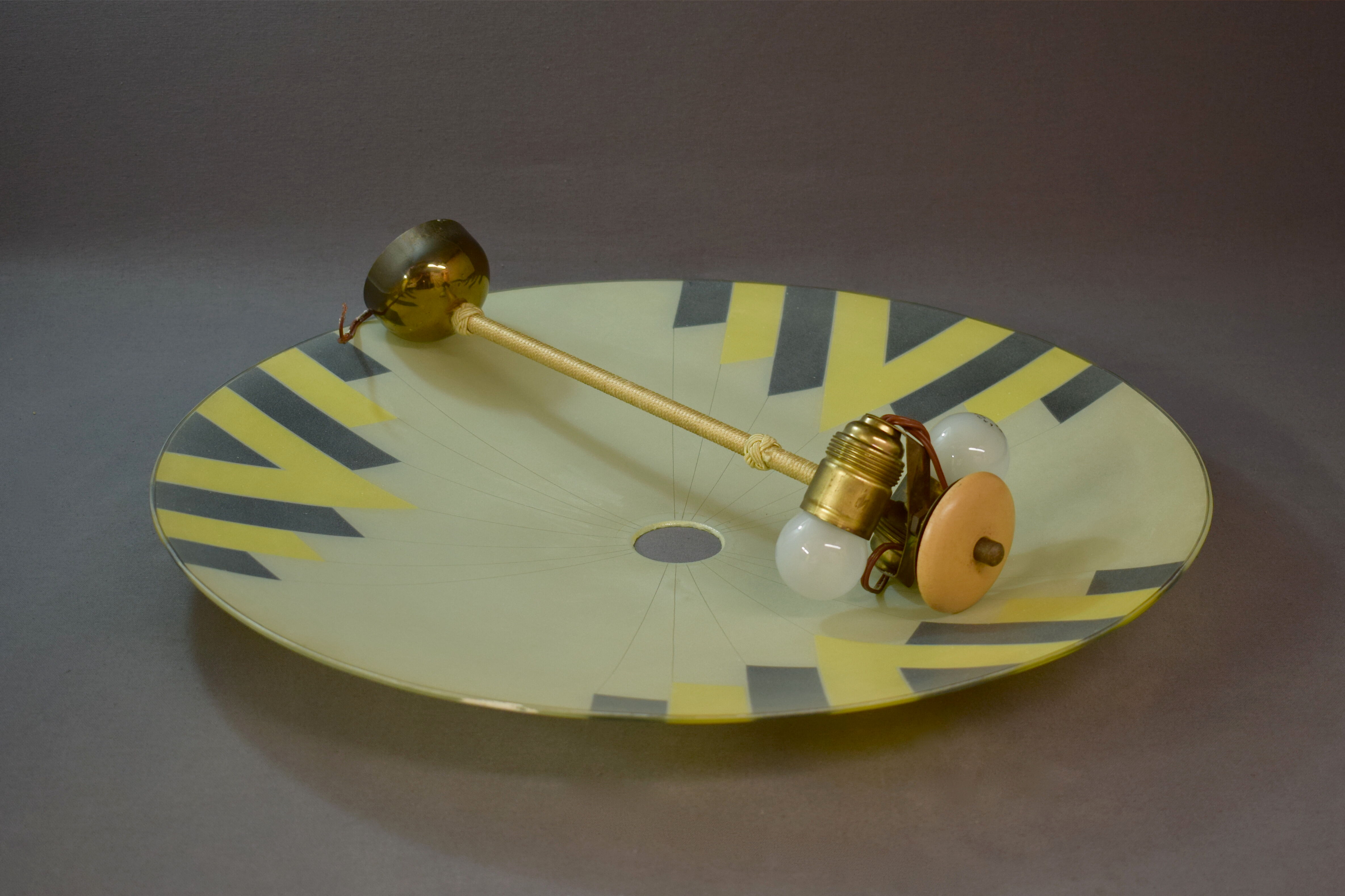 Vintage colour-patterned glass pendant light