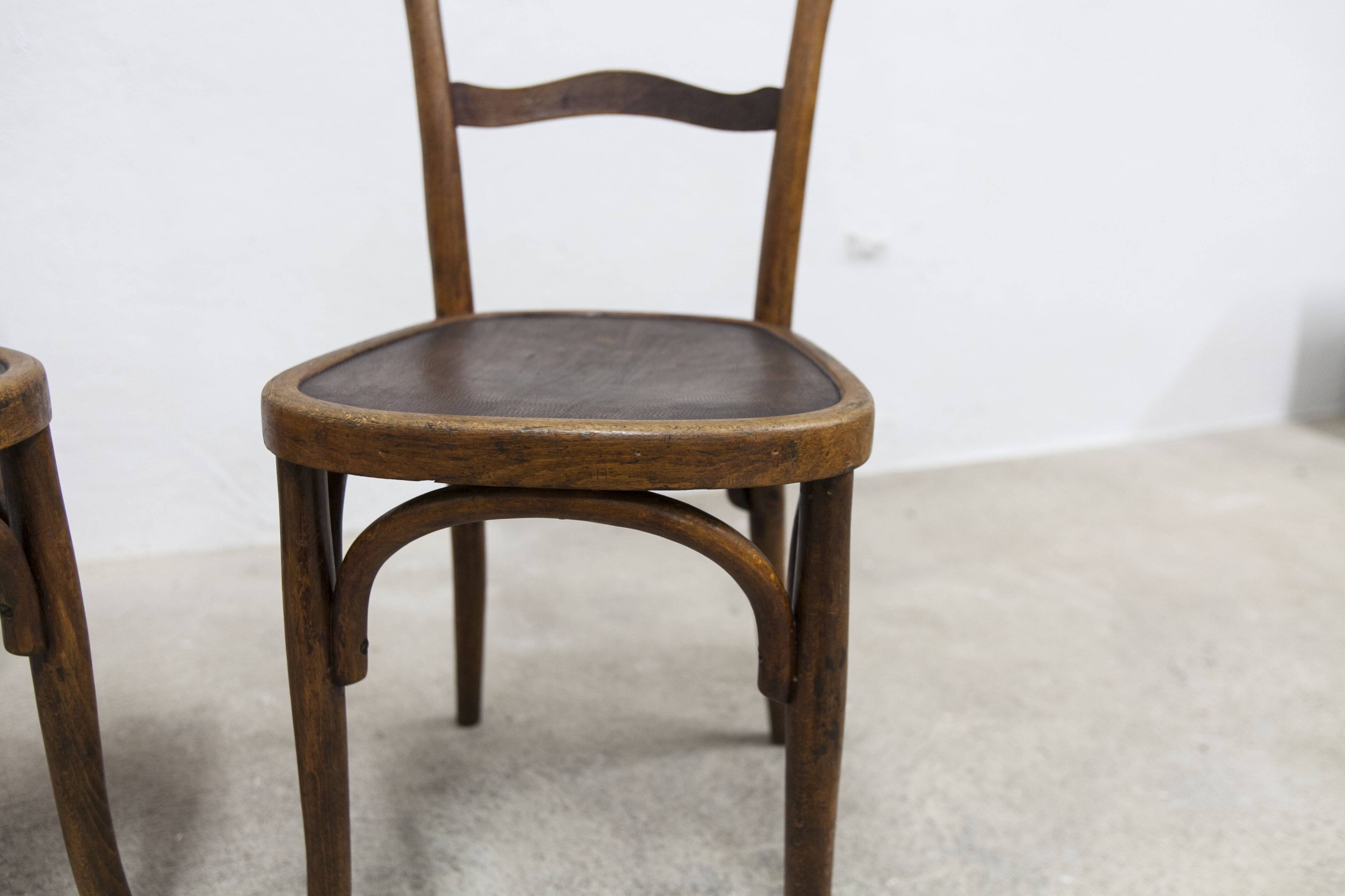Pair of Baumann Bistrot chairs from the 1920s with pyrography seat