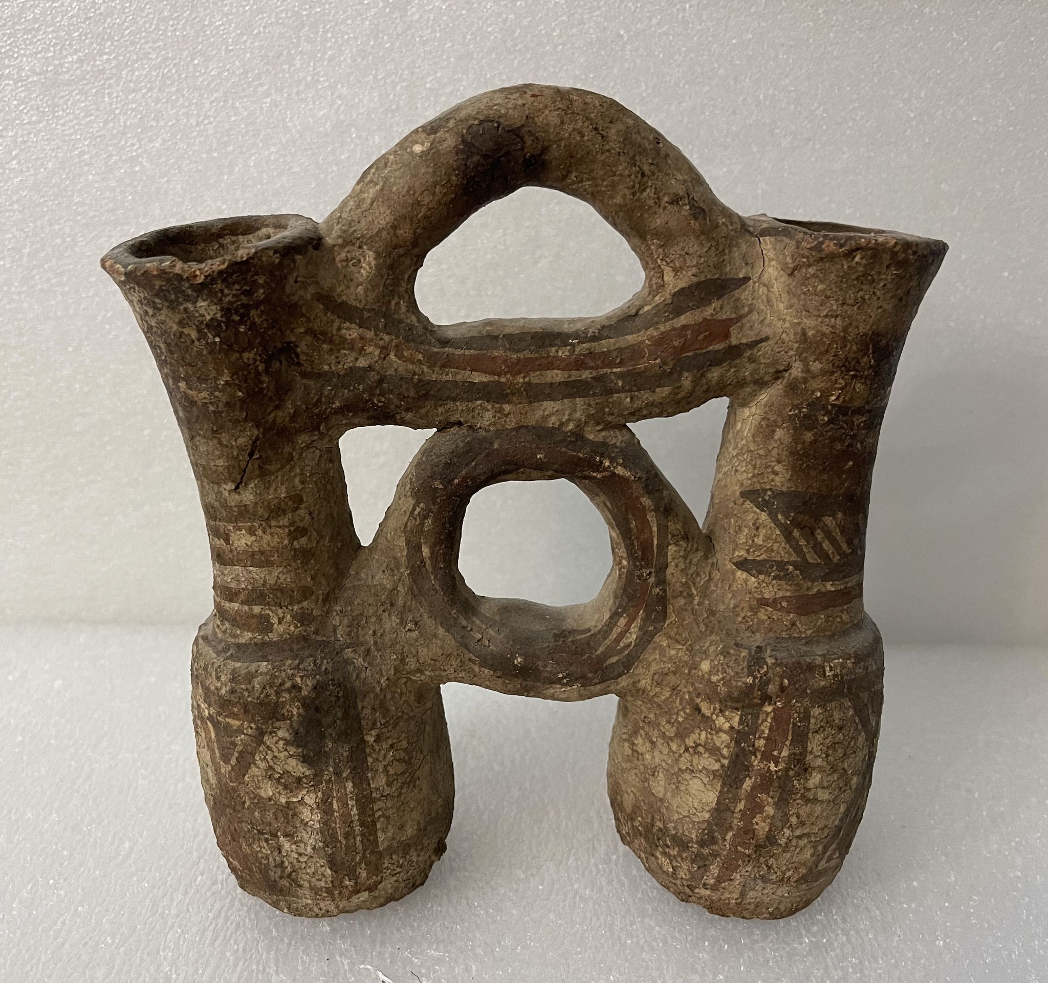 Pichet double terre cuite XVII e siècle ou avant,  Maroc
