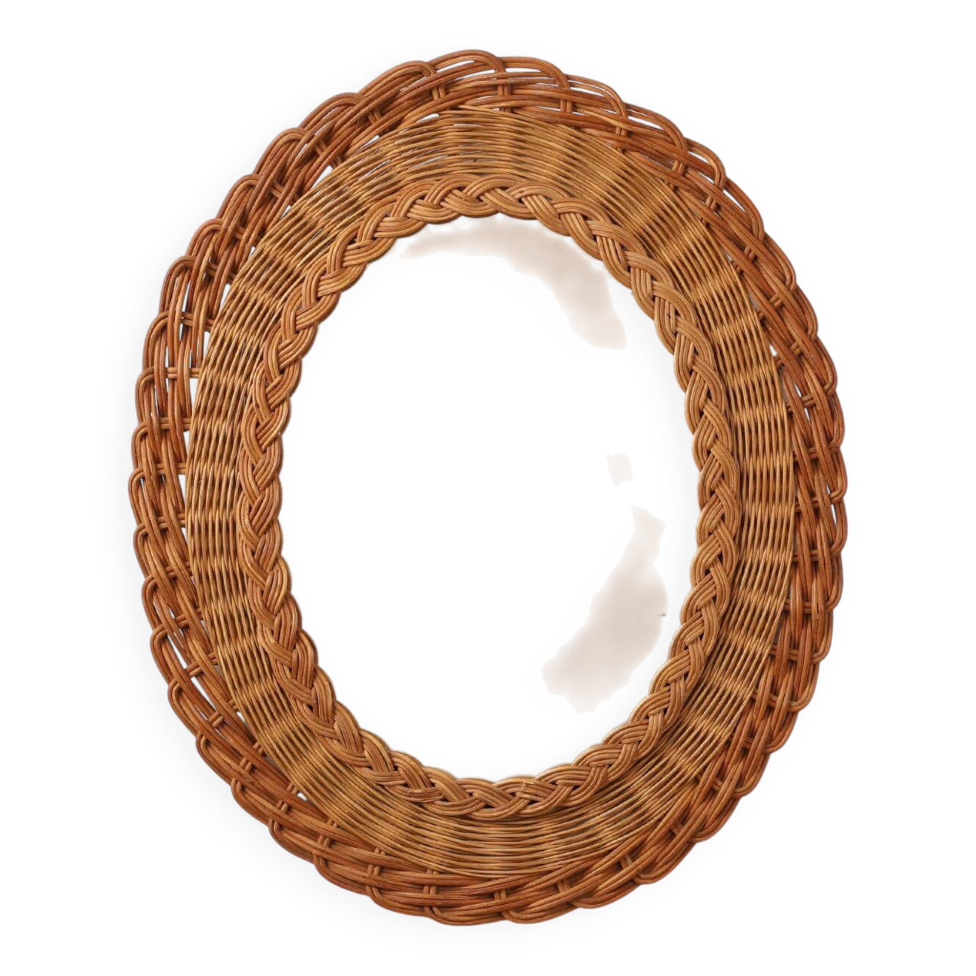 Small mid-century rattan mirror, France 1960s