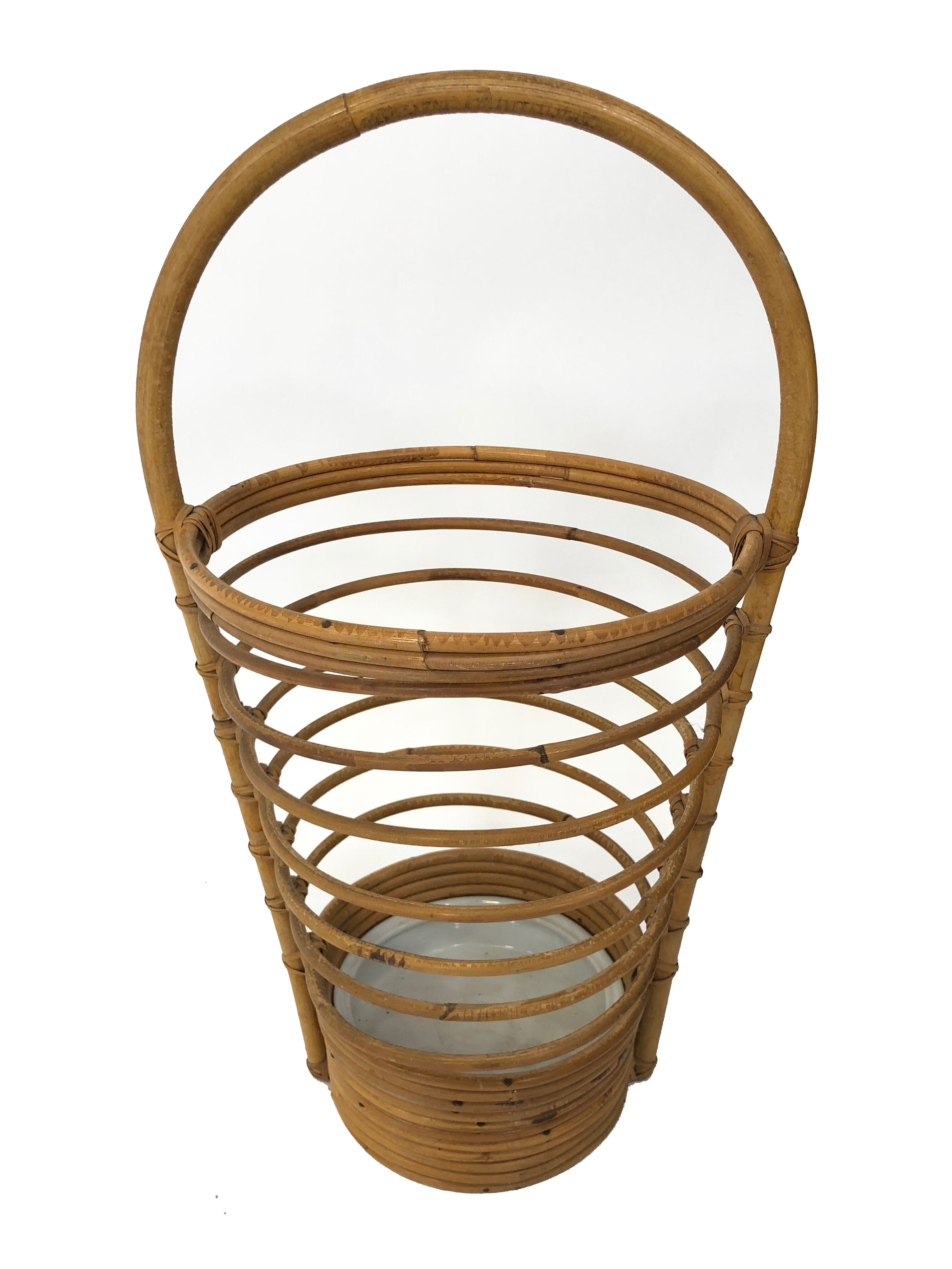 Umbrella holder in ratan, France, 1970