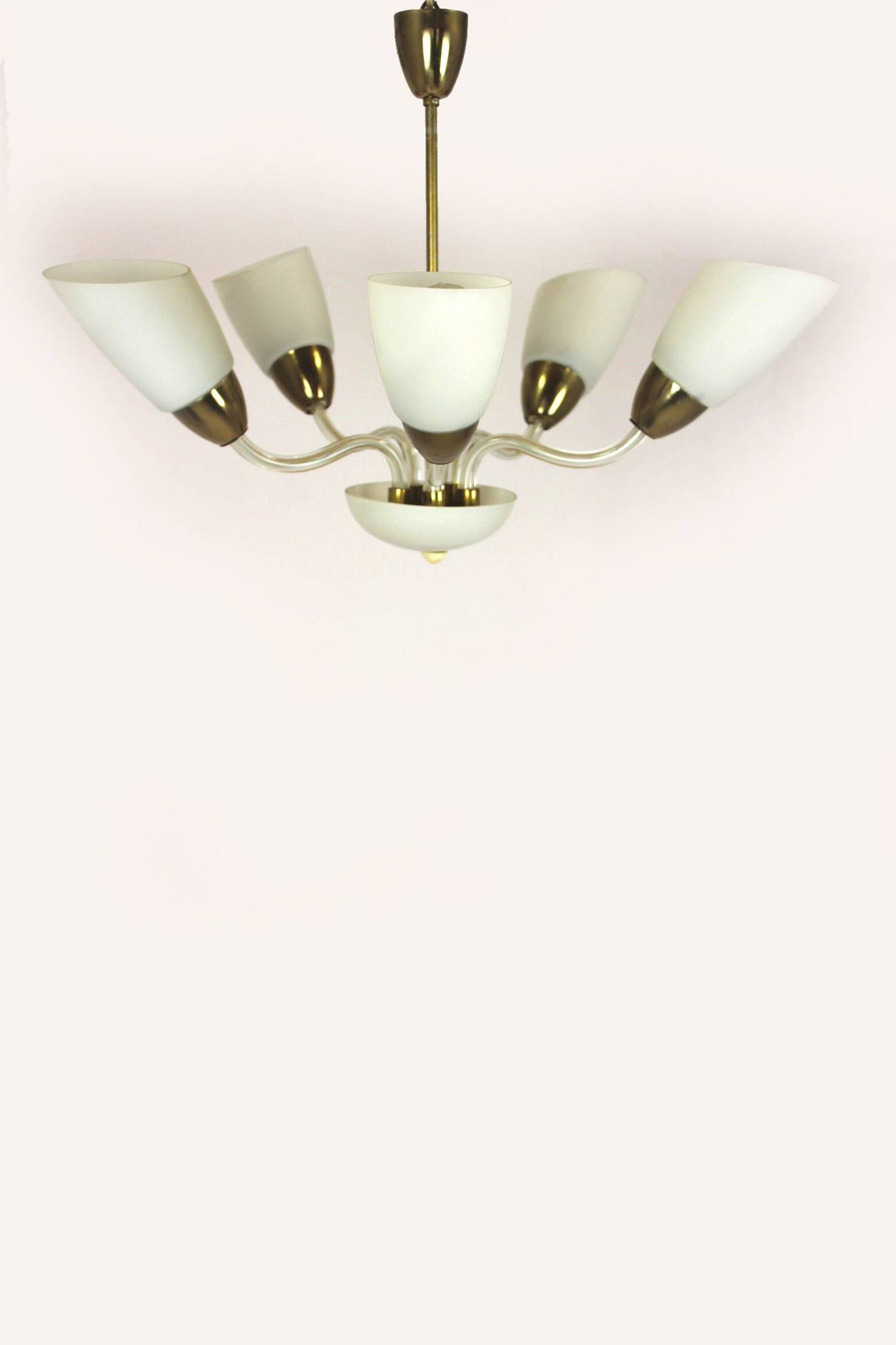 Mid-century steel & glass pendant lamp, 1960s