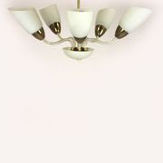 Mid-century steel & glass pendant lamp, 1960s