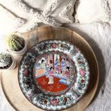 Ancienne assiette Chinoise de la dynastie Qing Qianlong peinte à la main