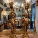 Pair of gilded wooden lamps from the 1960s