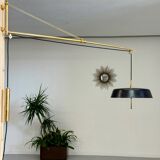 Antique Italian design Stilnovo brass and vintage metal gallows lamp