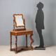 Antique walnut dressing table with mirror and drawer, Italy, 19th century.