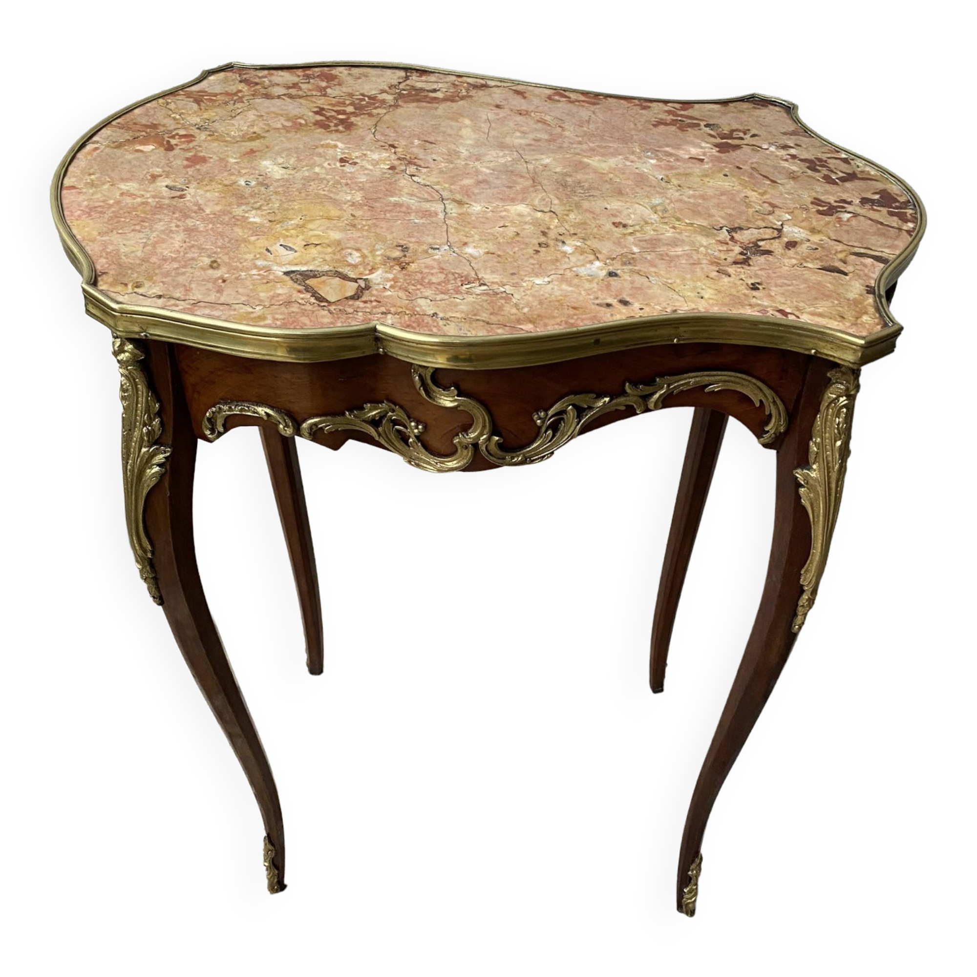 Napoleon III kidney table in Louis XV style with marble top