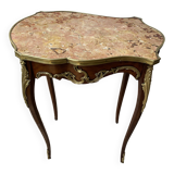 Napoleon III kidney table in Louis XV style with marble top