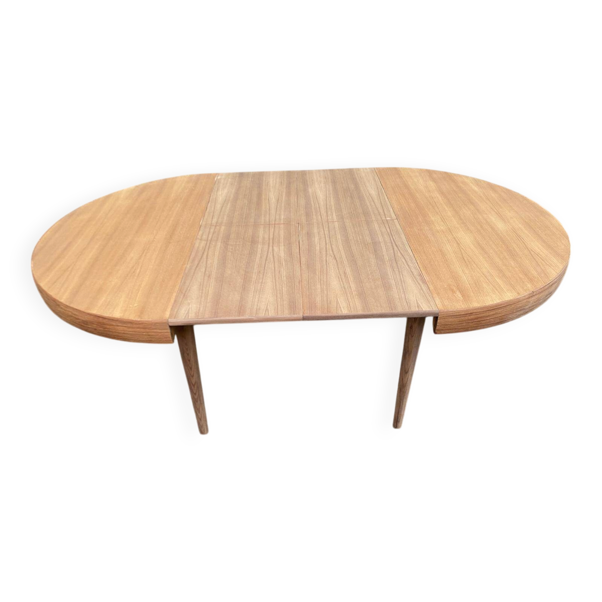 Authentic Scandinavian round table BAUMANN stripped in raw teak 1960