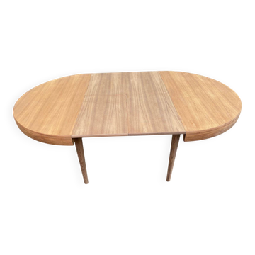 Authentic Scandinavian round table BAUMANN stripped in raw teak 1960